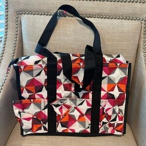 Chic Geometric Tote Bag in Red, Pink, and Orange